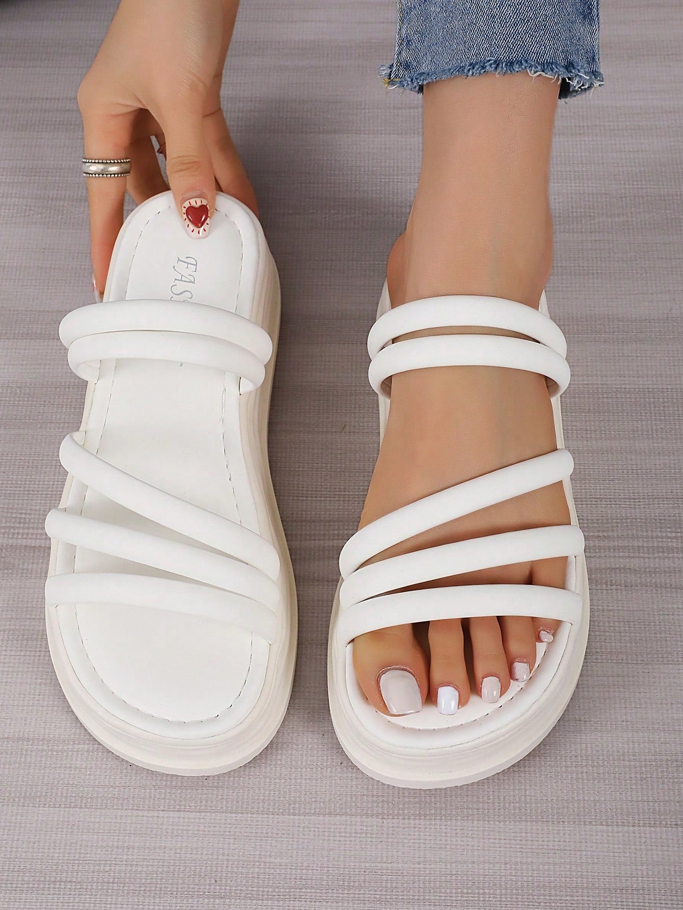 LocalWomen women’s flatform slide sandals with criss cross straps, open toe design, low heel, and flat sole