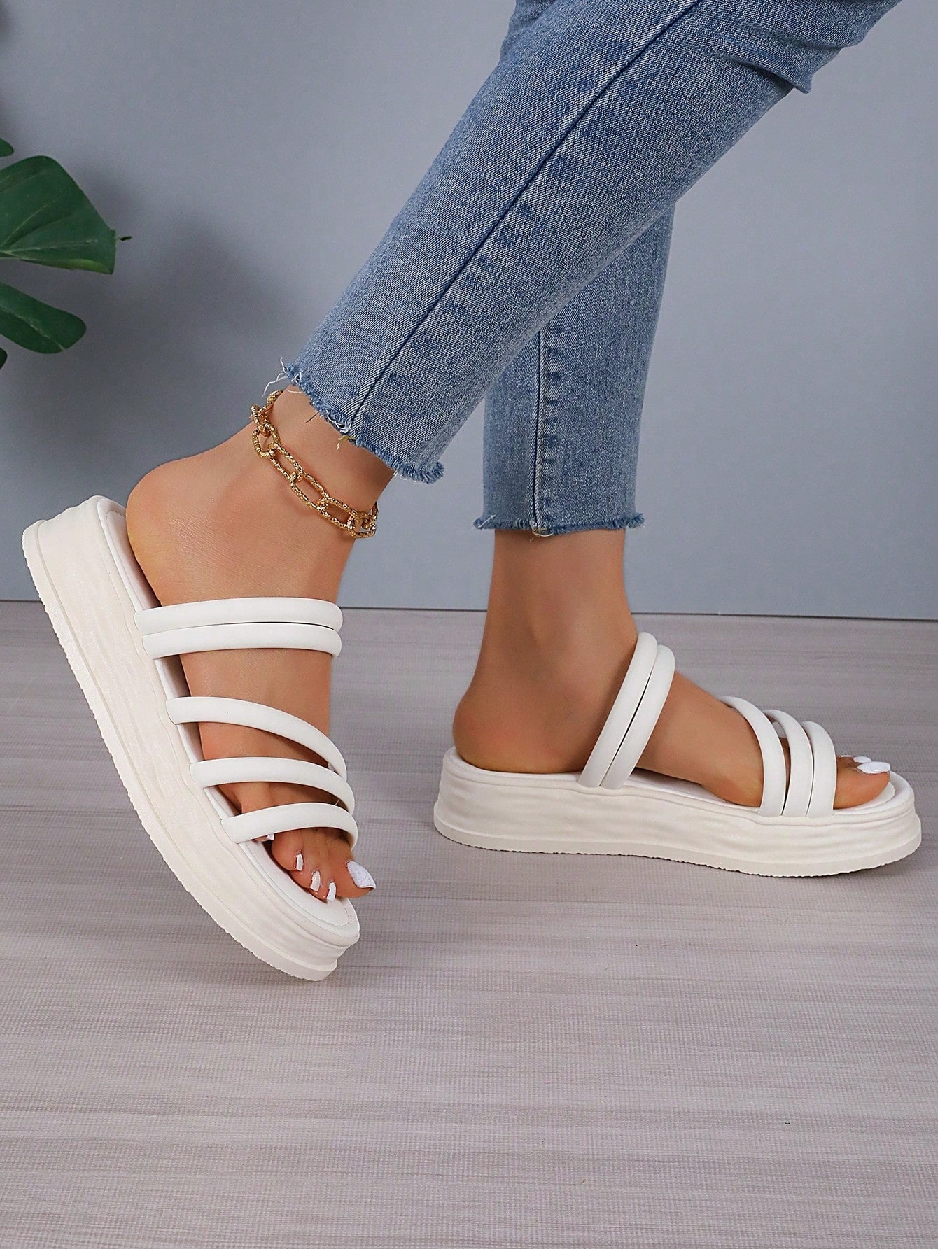 LocalWomen women’s flatform slide sandals with criss cross straps, open toe design, low heel, and flat sole