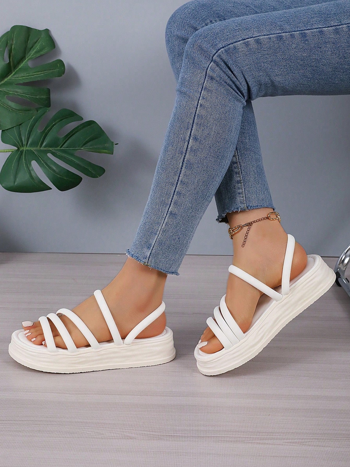 LocalWomen women’s flatform slide sandals with criss cross straps, open toe design, low heel, and flat sole