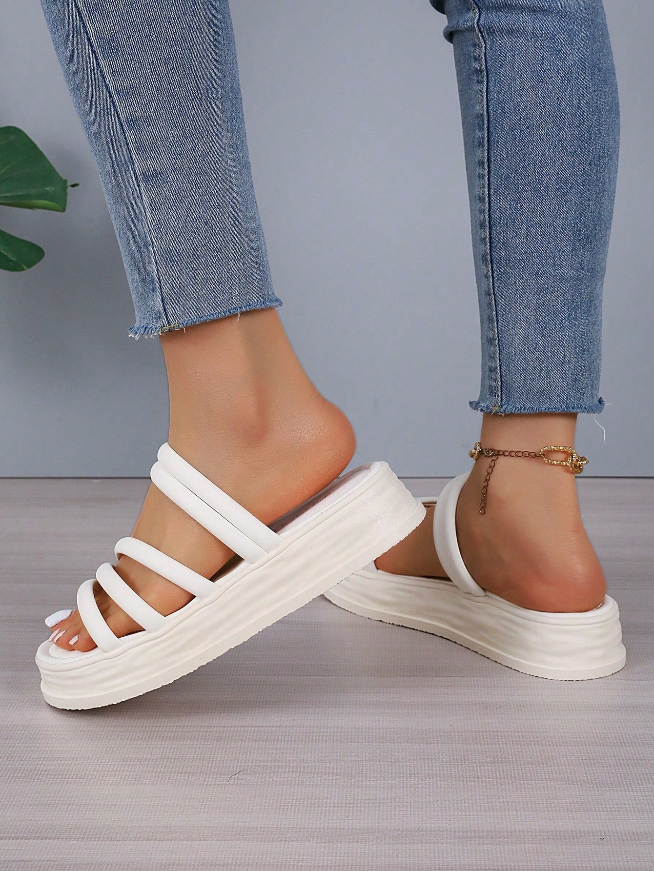 LocalWomen women’s flatform slide sandals with criss cross straps, open toe design, low heel, and flat sole