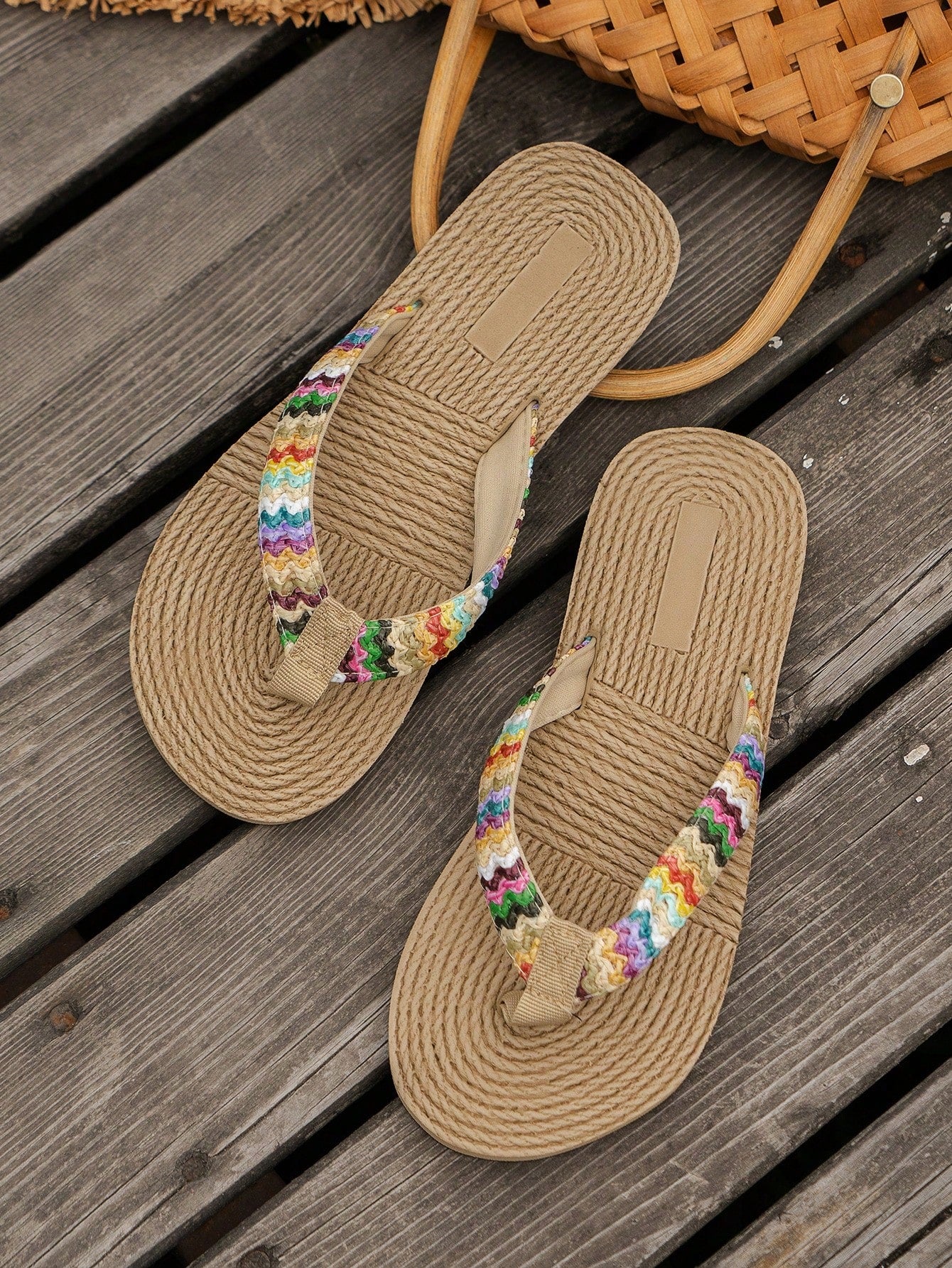 Women's fabric flat flip-flop slippers with a plain design and style, suitable for beach, home, party, and outdoor wear.