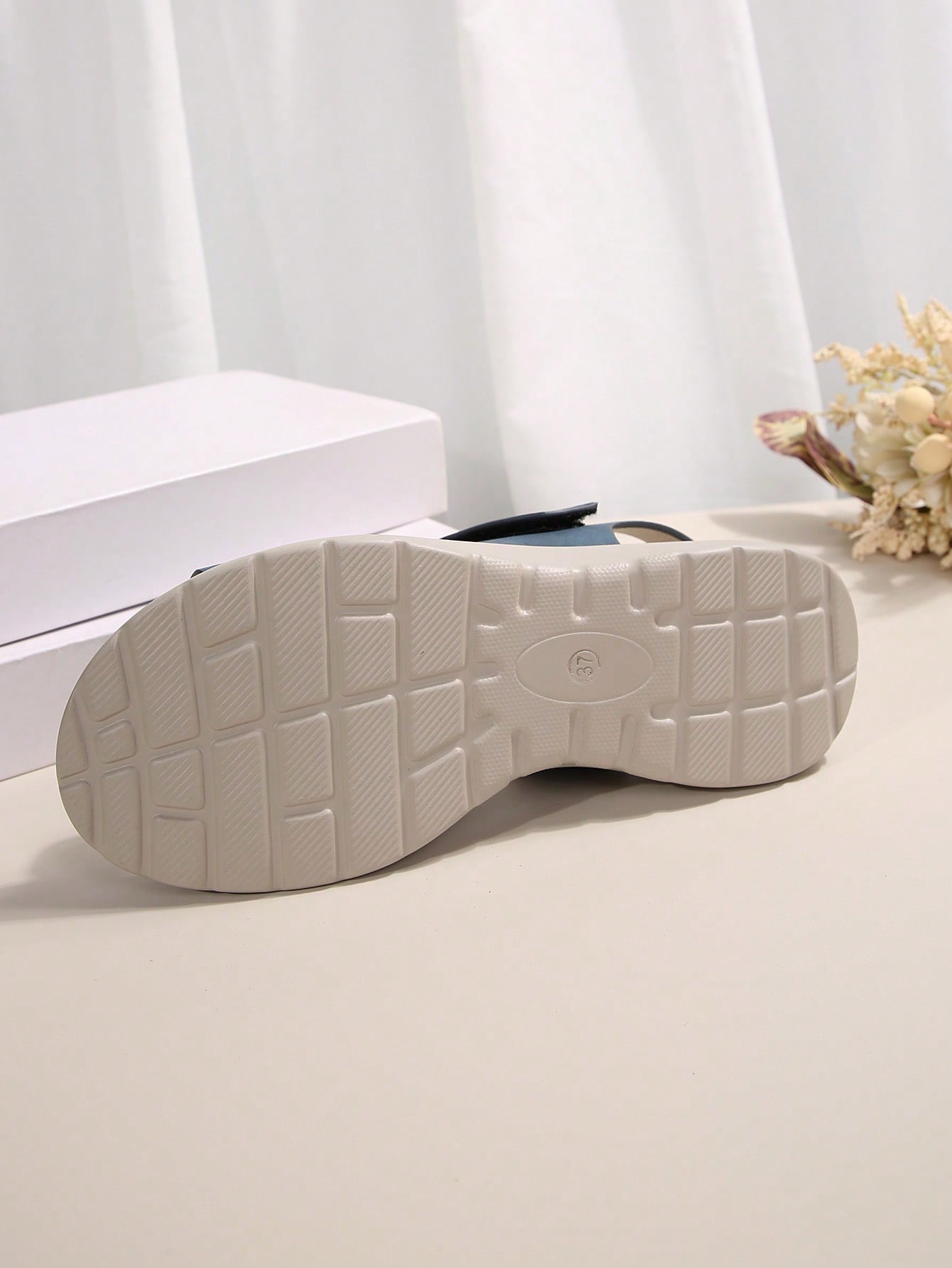 Women's plus size platform wedge sandals with hook-and-loop closure, open toe, ankle strap, and cut-out detailing in a casual beach style.