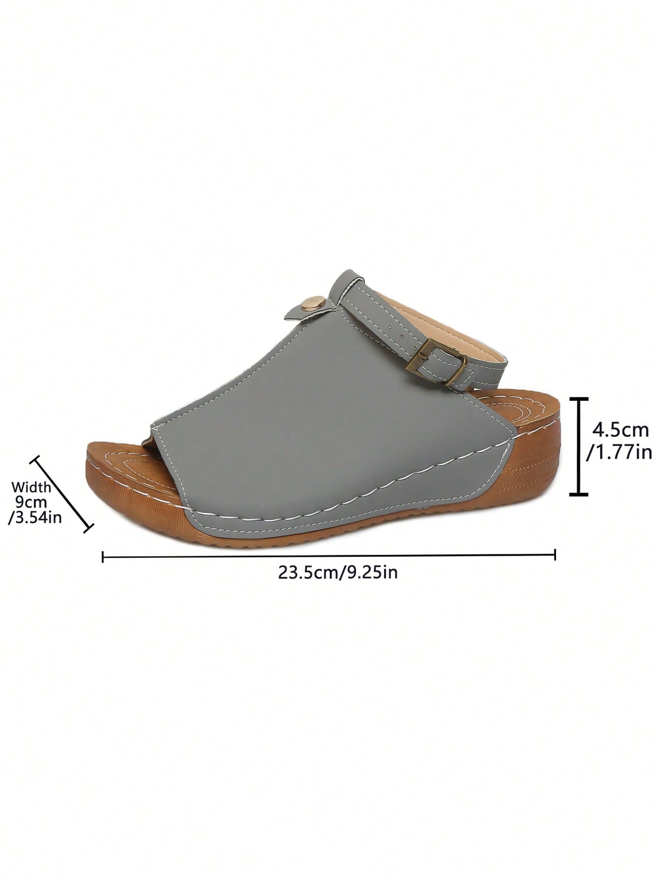 Women's open-toe platform wedge beach sandals with thick sole, stitching detail, floral accents, buckle closure, and removable adjustable shoelaces.