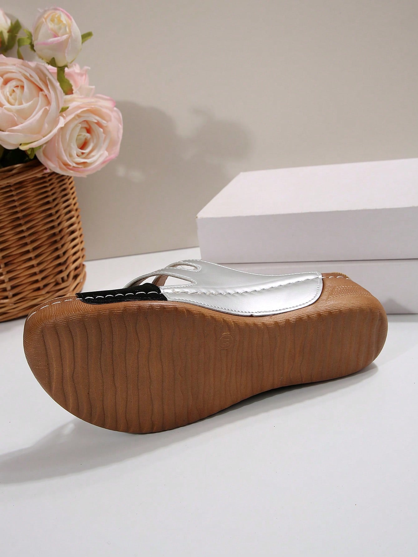 Women's slip-on beach wedge slide sandals with open toe, thick sole, criss-cross straps, and buckle detail