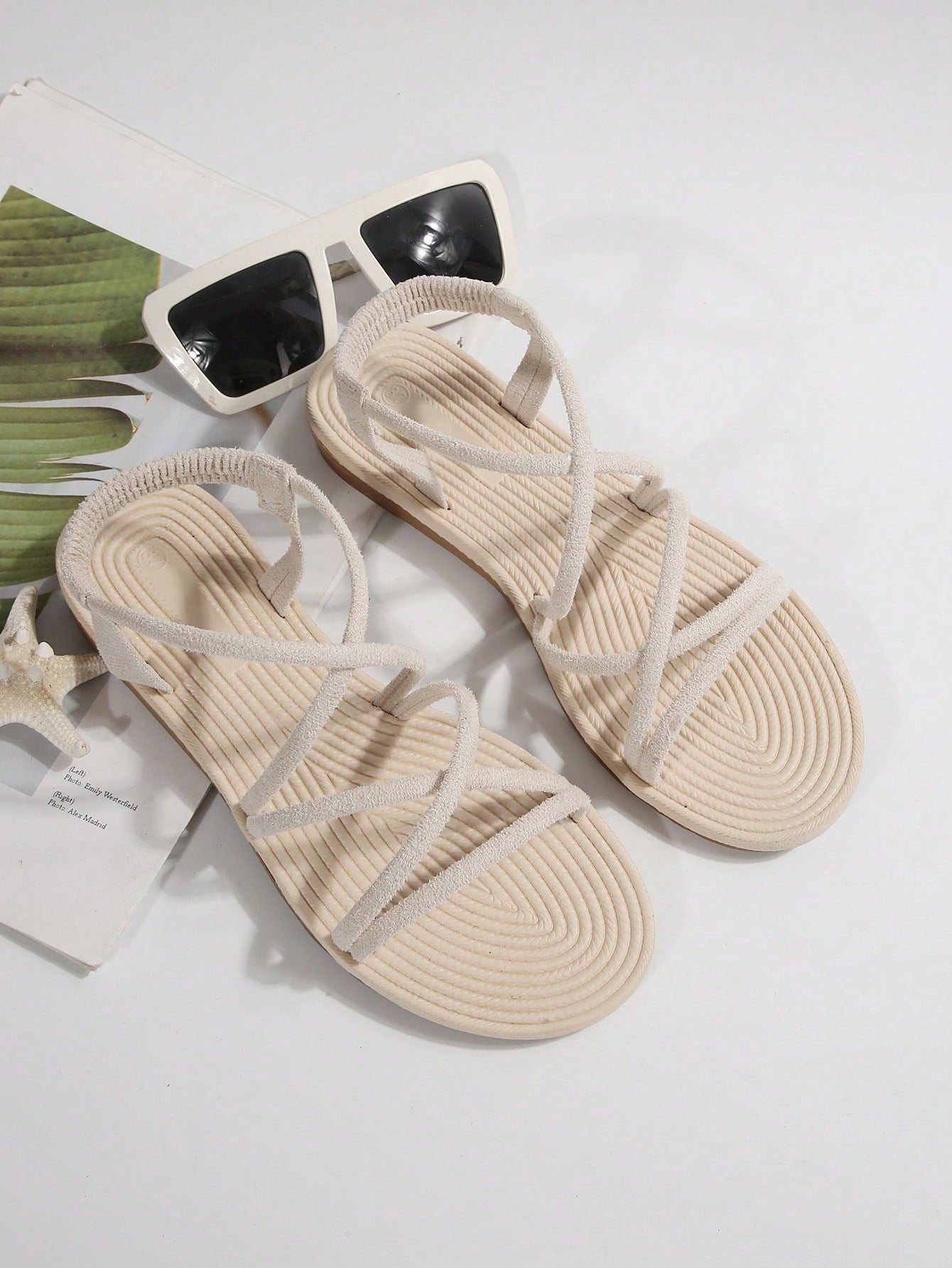 Beige ultra comfy water slide sandals for women and girls with open toe, elastic strap, flat heel, and thick sole, suitable for beach, swimming, hiking, sports, and travel.