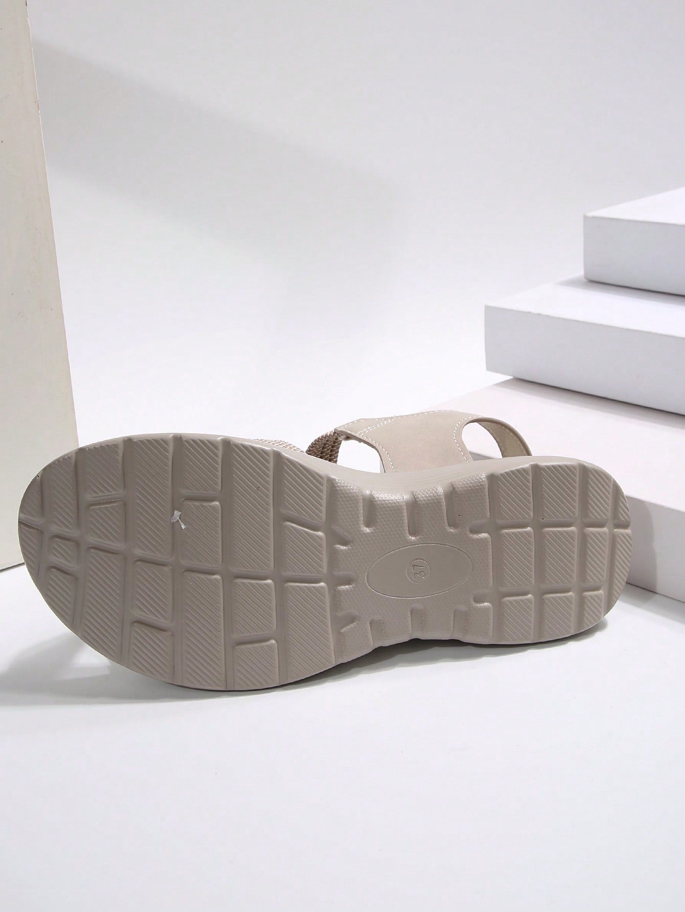 Women's plus size platform wedge sandals with hook-and-loop closure, open toe, ankle strap, and cut-out detailing in a casual beach style.