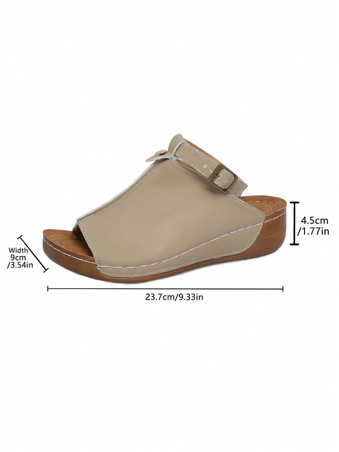 Women's open-toe platform wedge beach sandals with thick sole, stitching detail, floral accents, buckle closure, and removable adjustable shoelaces.