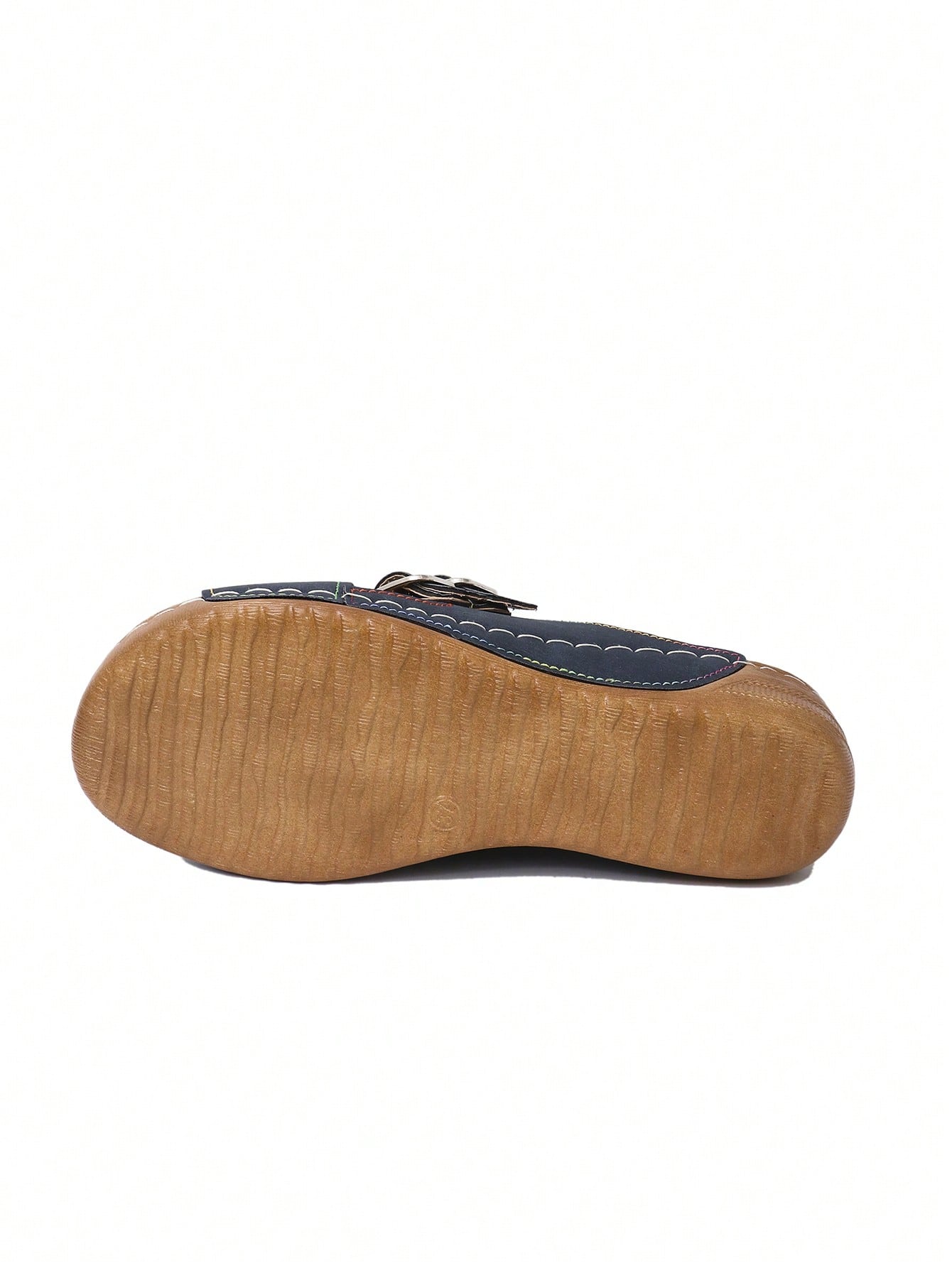 Women's slip-on beach wedge slide sandals with open toe, thick sole, criss-cross straps, and buckle detail