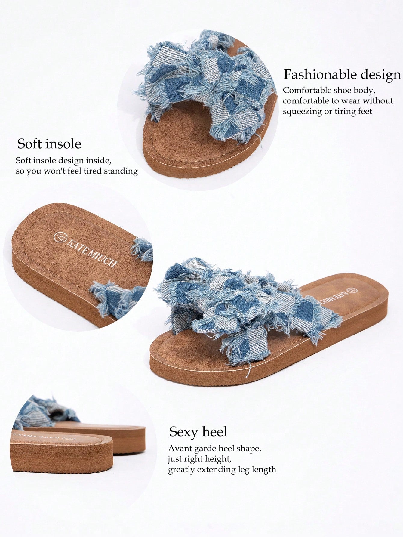 Women's flat slide sandals with ruched fabric, bow accent, and fringe detail, suitable for outdoor vacation wear.
