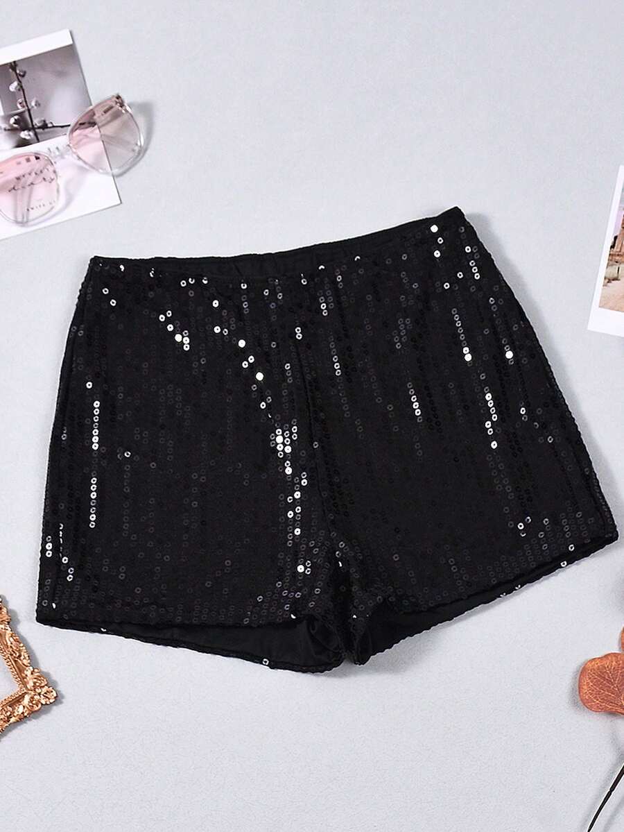 Women's Y2K leopard print sequin ultra short hot pants with elastic waist and shiny party style