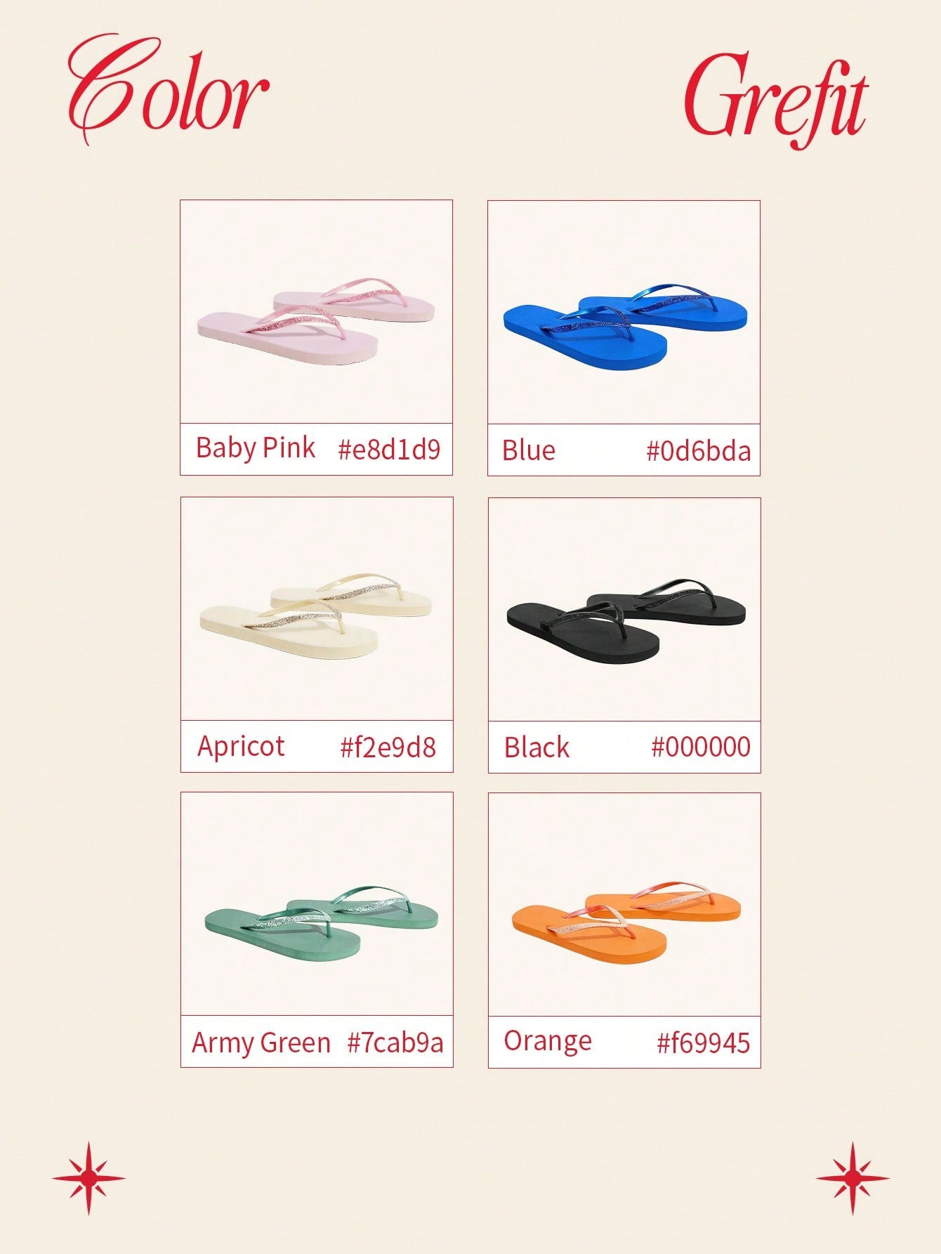 Pair of women’s apricot flat flip-flops with a glitter upper and plain design, suitable for beach, outdoor, home, and vacation wear.