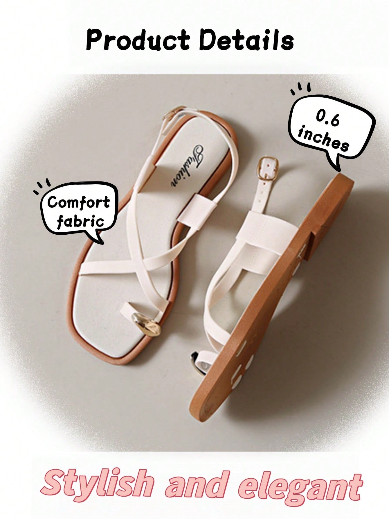 Women's white flat slide sandals featuring criss cross straps, shell detail, and buckle accents