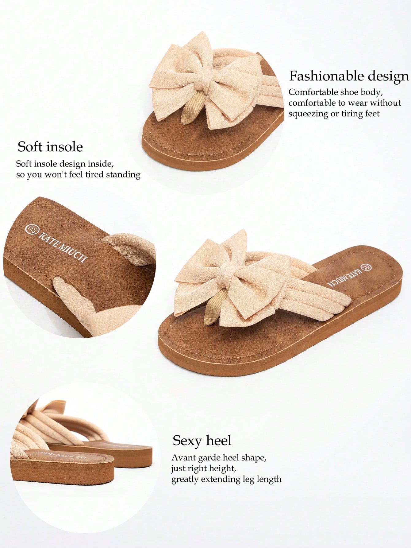 Women's flat slide sandals with ruched fabric, bow accent, and fringe detail, suitable for outdoor vacation wear.