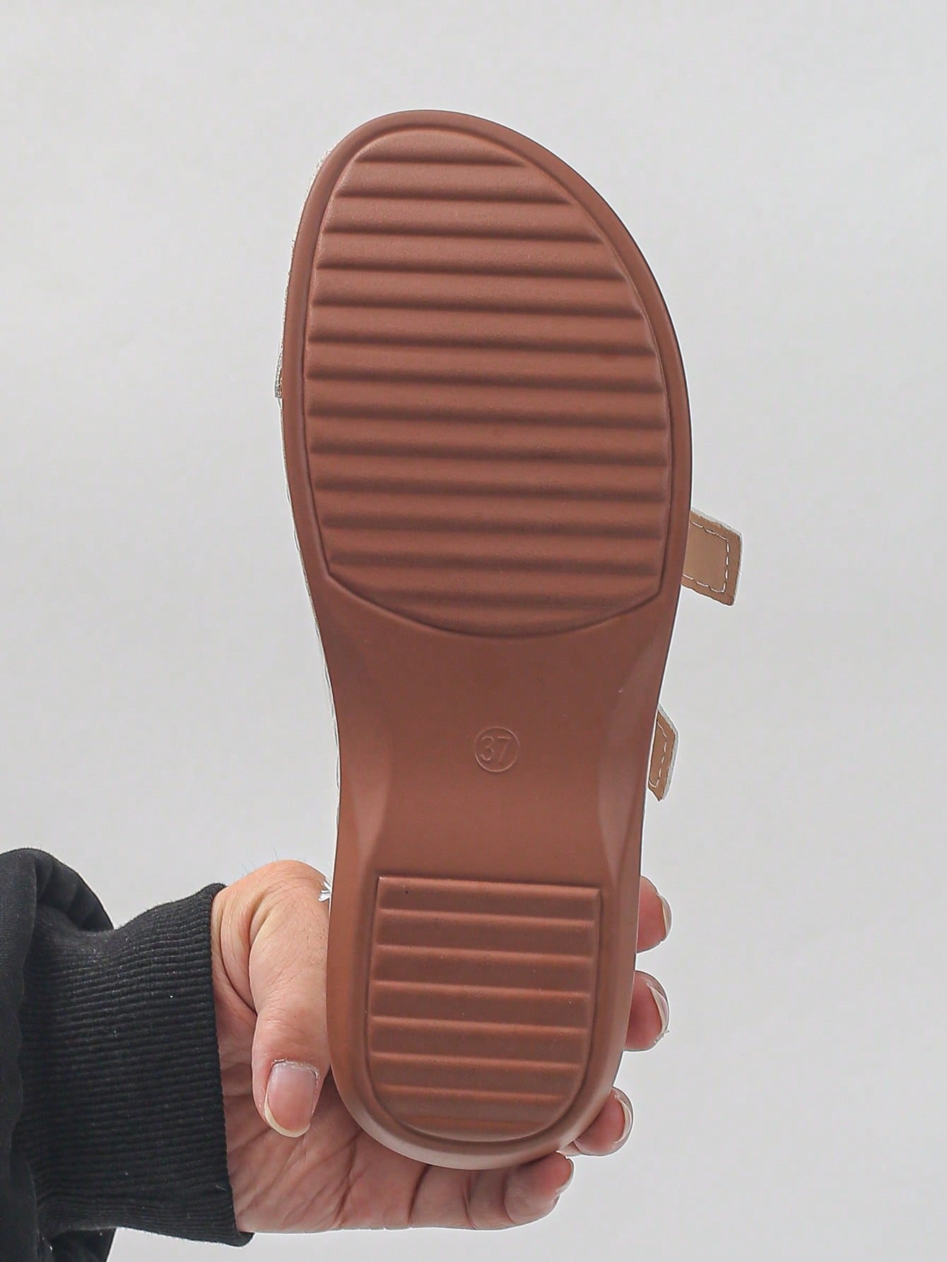 Women's bohemian wedge slide sandals with open toe, low wedge heel, slip-on design, and metal detail, available in plus sizes 36-43.