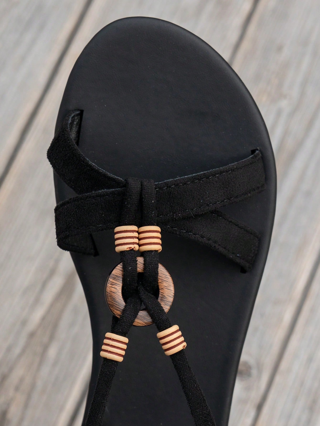 Women's bohemian flat slingback sandals with beaded detailing and open-toe design, featuring a fabric upper, PU leather lining and insole, and TPR outsole.
