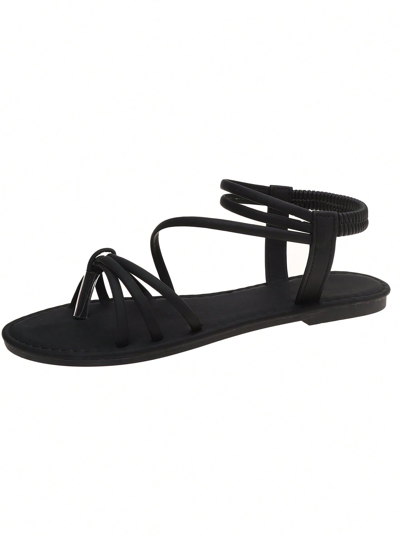 Women's minimalist flat open-toe sandals with thin straps and a toe-ring toe post design.