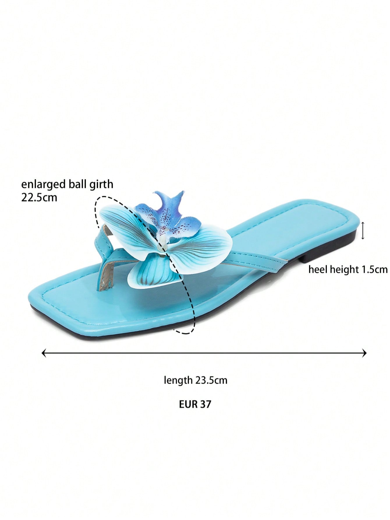 Wide fit women's beige flat thong sandals with butterfly orchid appliqué decor and open toe, suitable for beach, vacation, home, and casual everyday wear.