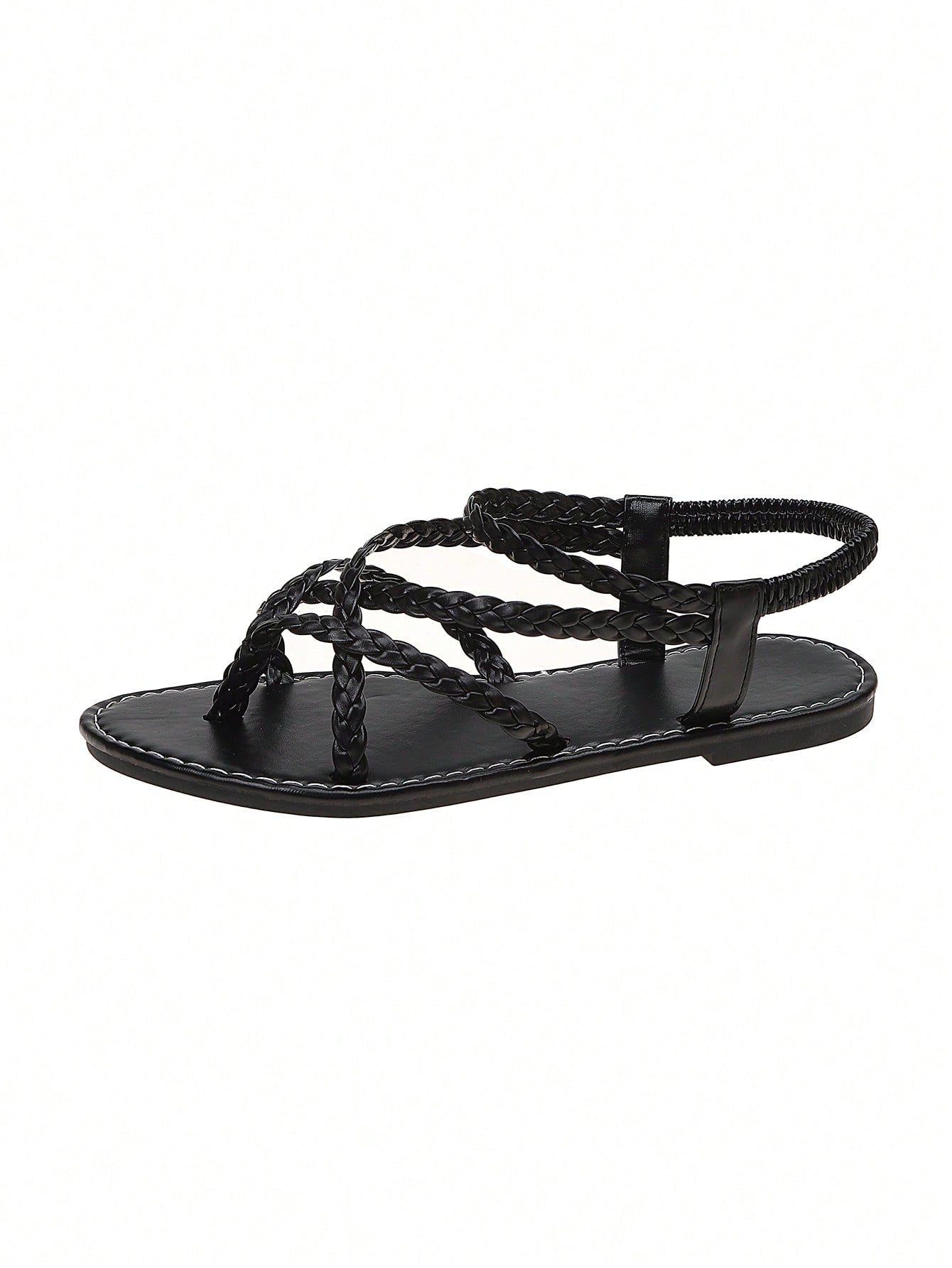 Open-toe flat slide sandals featuring rhinestone leaf decoration in a vacation-inspired style.