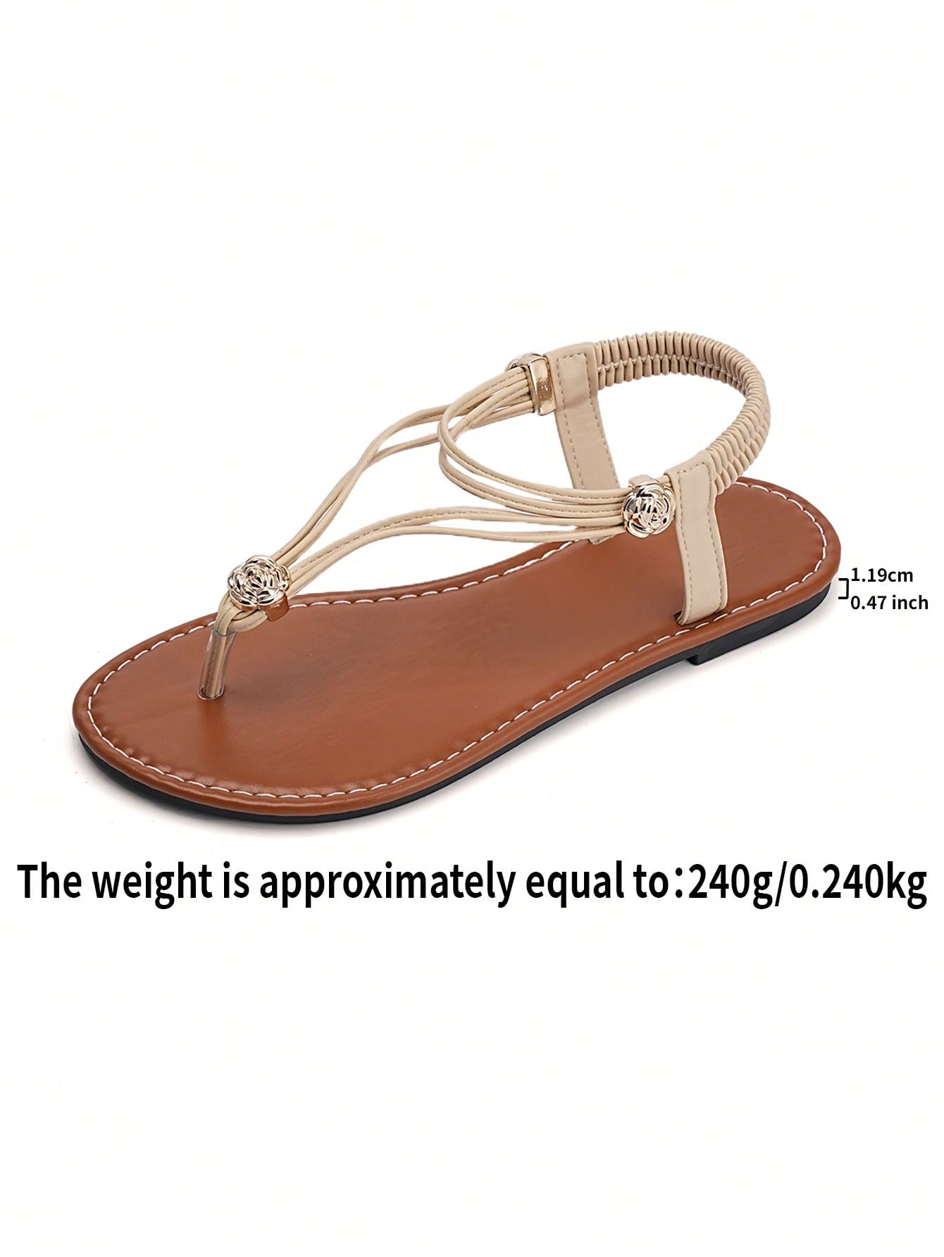 Women's bohemian flat thong sandals with toe-post design and rhinestone detail, slip-on style with PU leather upper and rubber sole.
