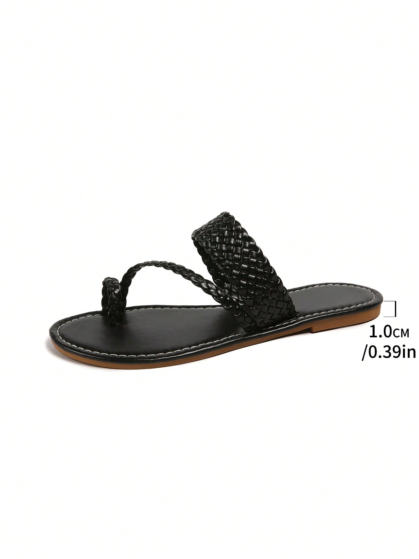 Plus size women's solid gold flat slide sandals with thin criss cross straps, round toe shape, and toe post detail, shown in a lightweight beach-style slip-on design.