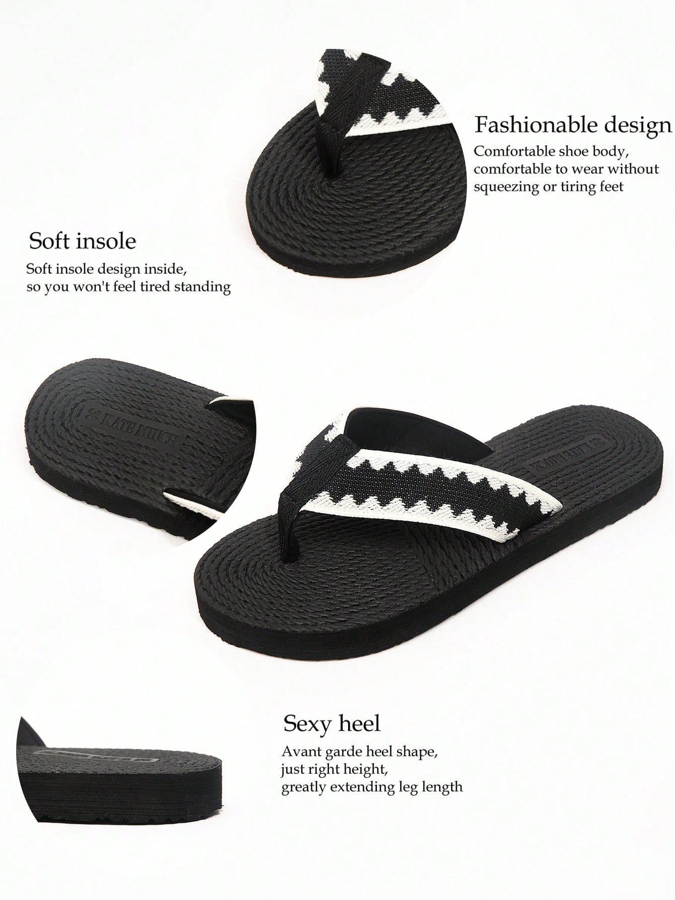 Women’s black leopard print flat flip-flops with ruffle detail and round toe, suitable for outdoor vacation wear