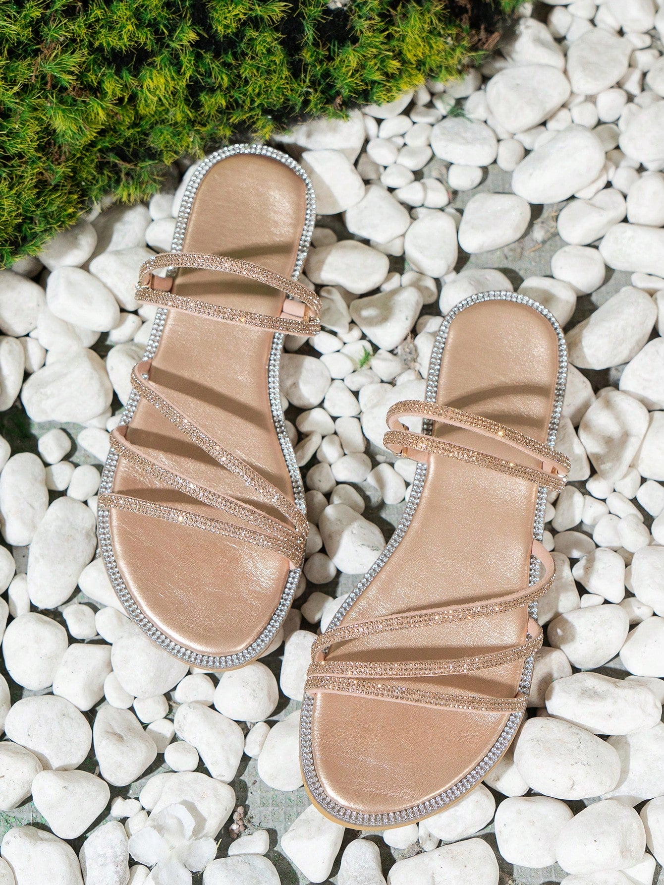 Women's flat open-toe sandals featuring braided multi-strap detailing in a solid color, designed for everyday wear, beach outings, parties, and summer events.