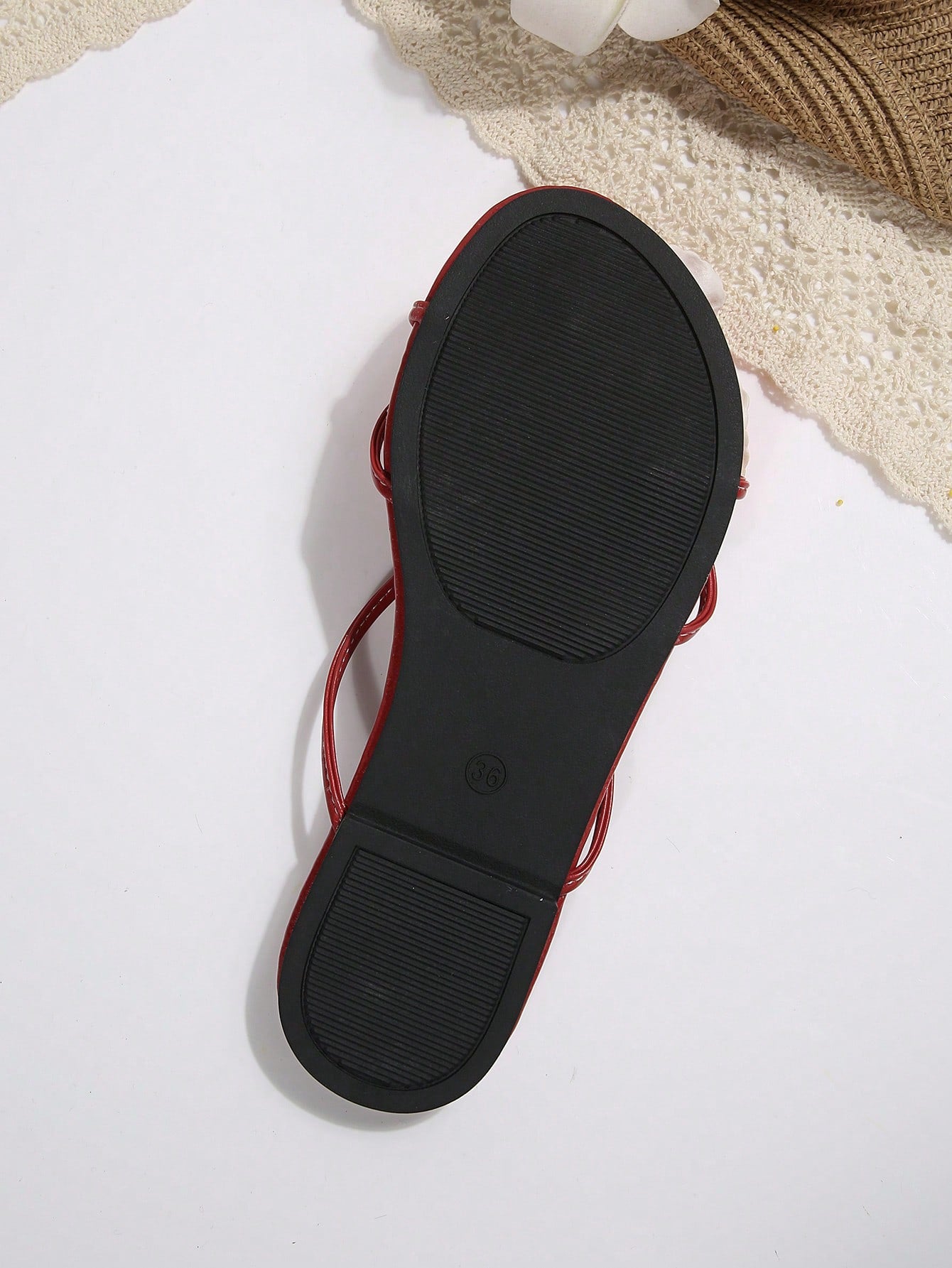 Women's open-toe flat slide sandals with a single strap and applique detail, glamorous casual style for beach and daily wear.