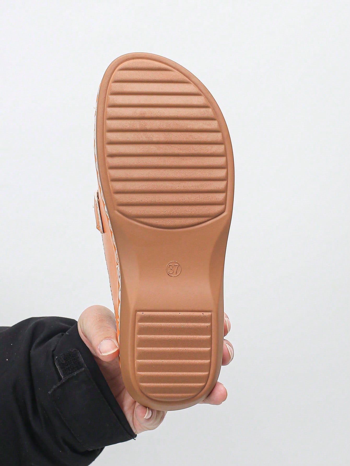 Women's bohemian wedge slide sandals with open toe, low wedge heel, slip-on design, and metal detail, available in plus sizes 36-43.