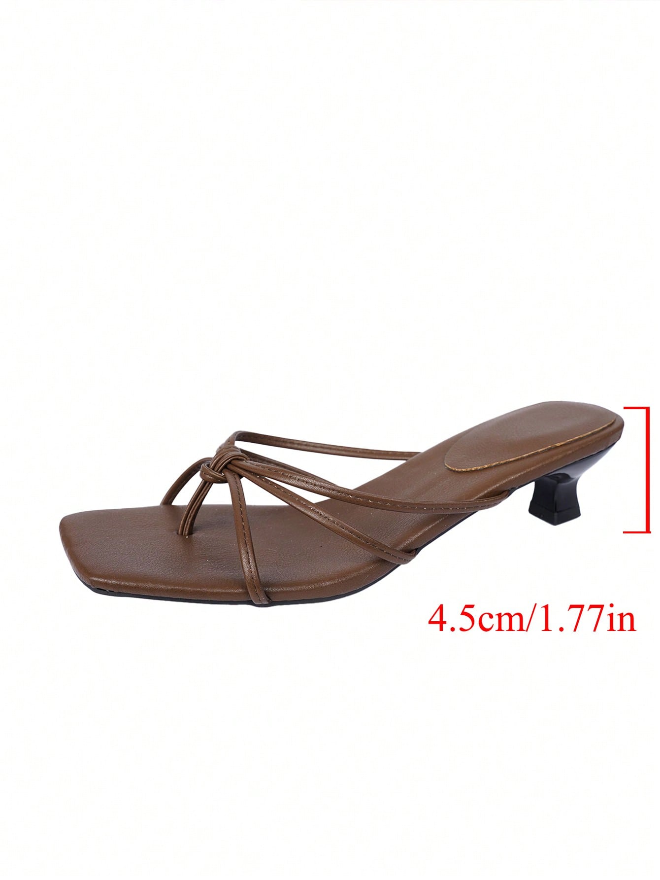 Elegant women’s slip-on high heel sandals with a square toe, bowknot detail, textured upper, stiletto heel, and slingback toe-post design.