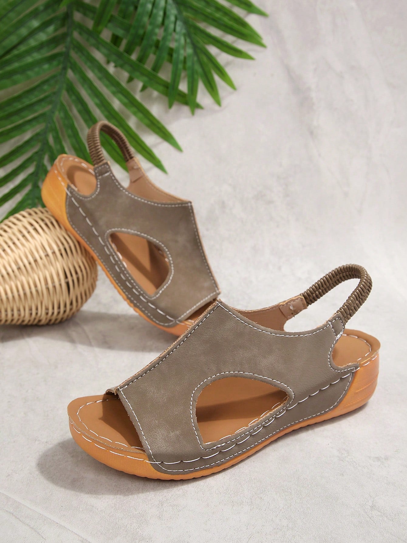 Women’s white PU platform wedge sandals with slip-on design, slingback strap, open round toe, and cut-out details, suitable for beach and vacation wear.