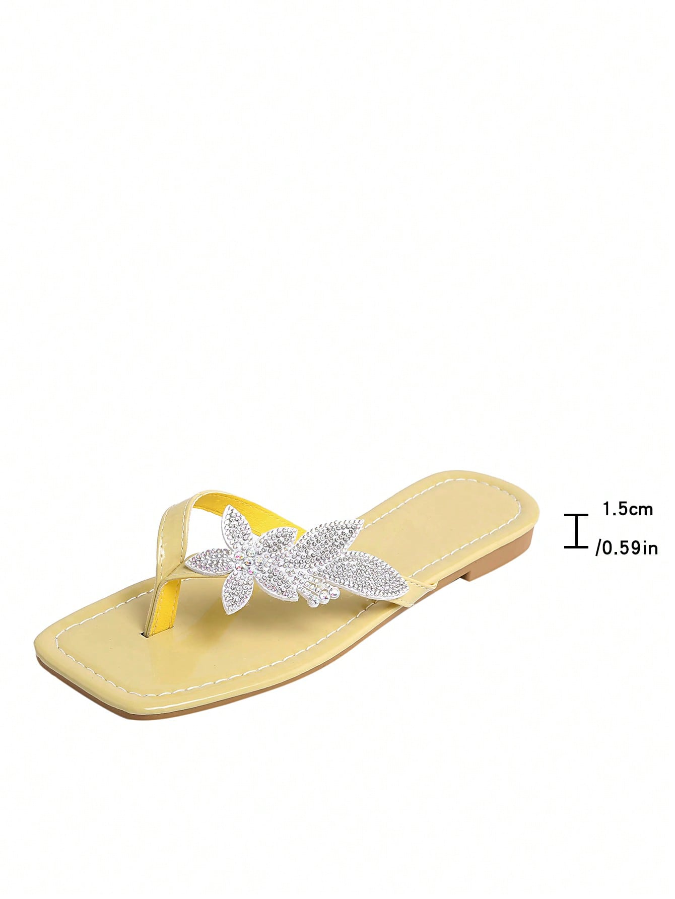 Plus size women's flat slide sandals featuring faux flower decor and a square toe, suitable for casual daily wear and beach use.