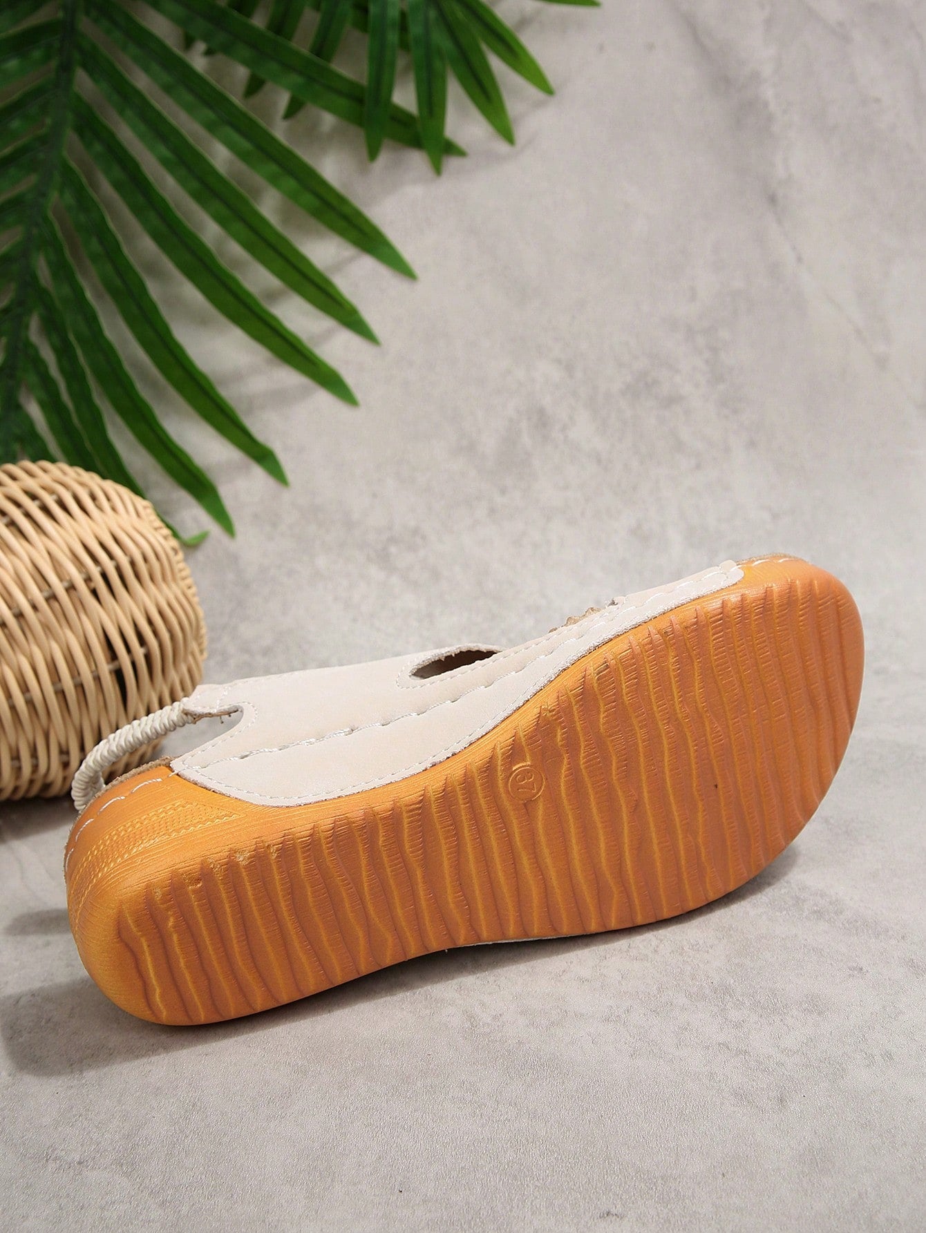 Women’s white PU platform wedge sandals with slip-on design, slingback strap, open round toe, and cut-out details, suitable for beach and vacation wear.