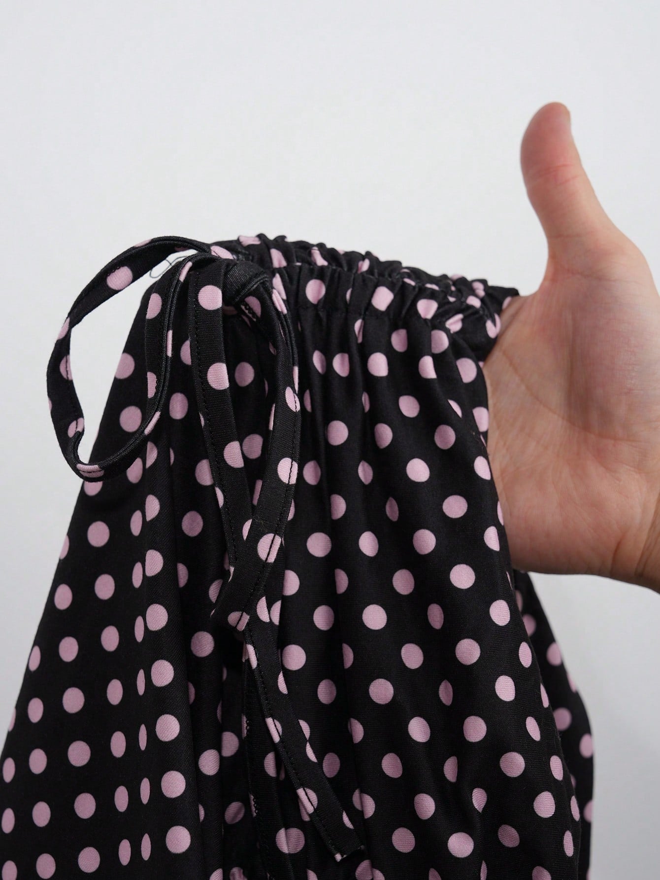 CovetEZ 2026 Spring/Summer New Women's Apparel: Black Polka Dot Cute Casual Versatile Ruffle Drawstring Blouse/Tank Top,Summer Top