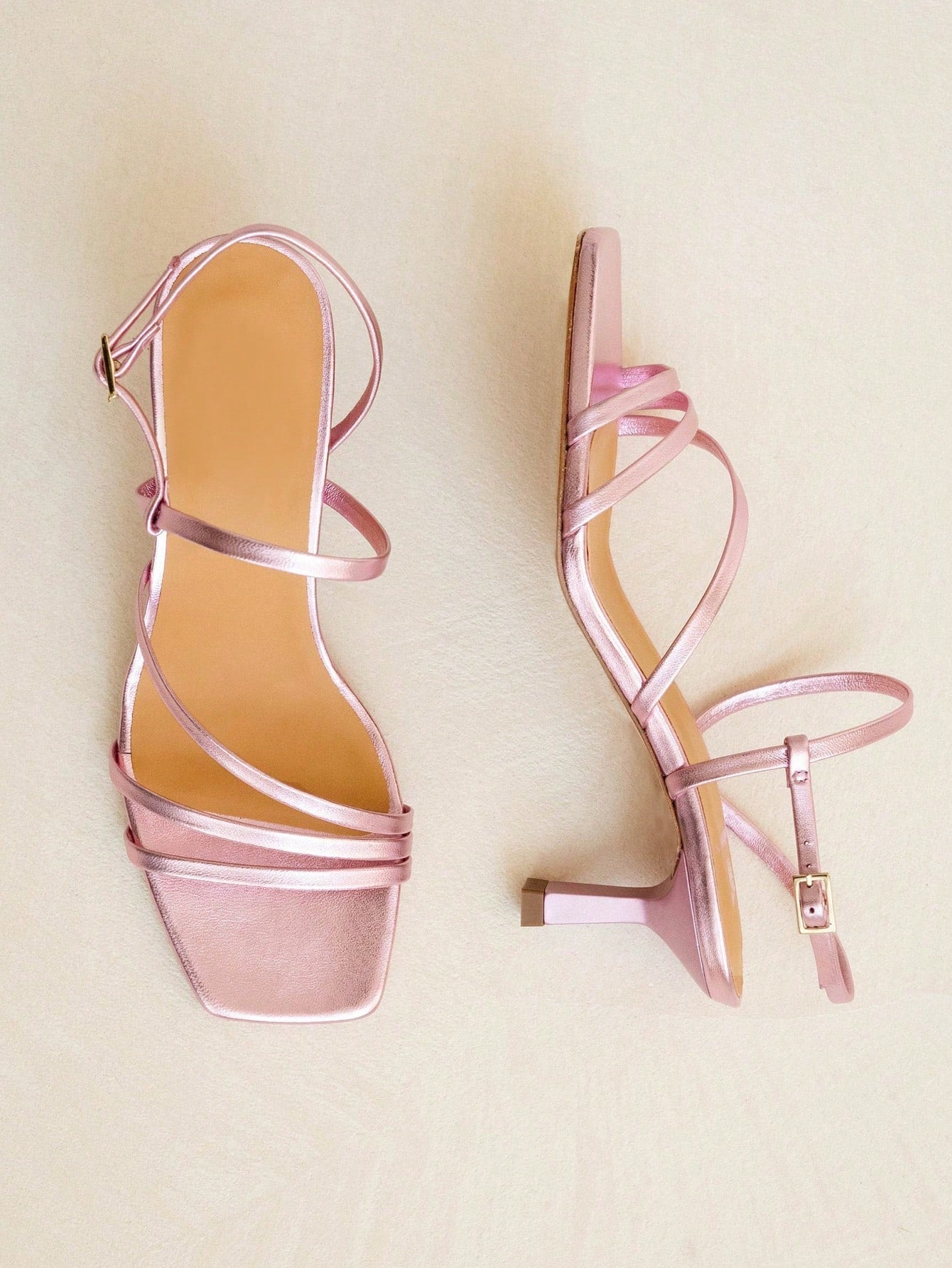 Elegant women’s slip-on high heel sandals with a square toe, bowknot detail, textured upper, stiletto heel, and slingback toe-post design.