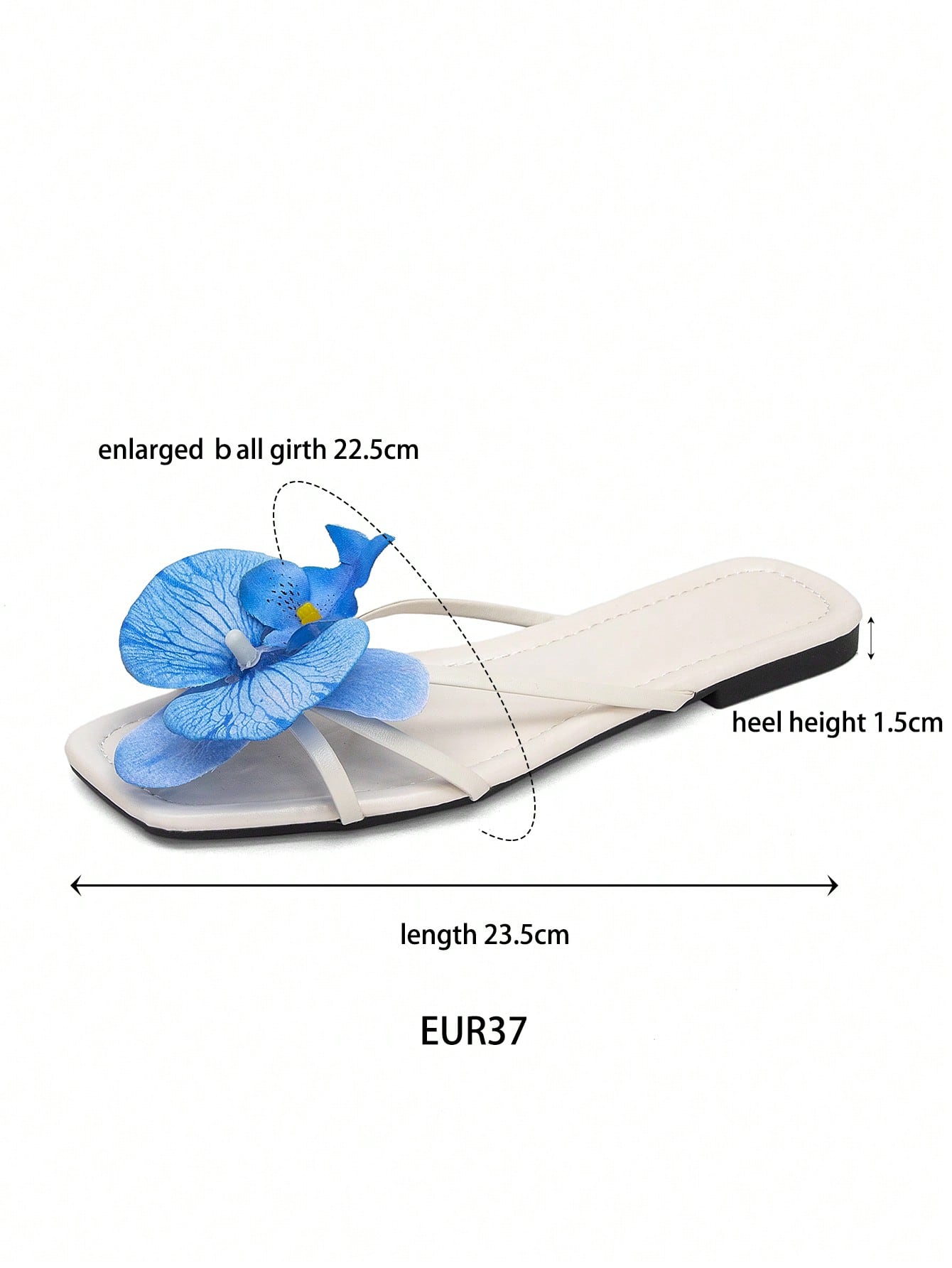 Wide fit women's beige flat thong sandals with butterfly orchid appliqué decor and open toe, suitable for beach, vacation, home, and casual everyday wear.