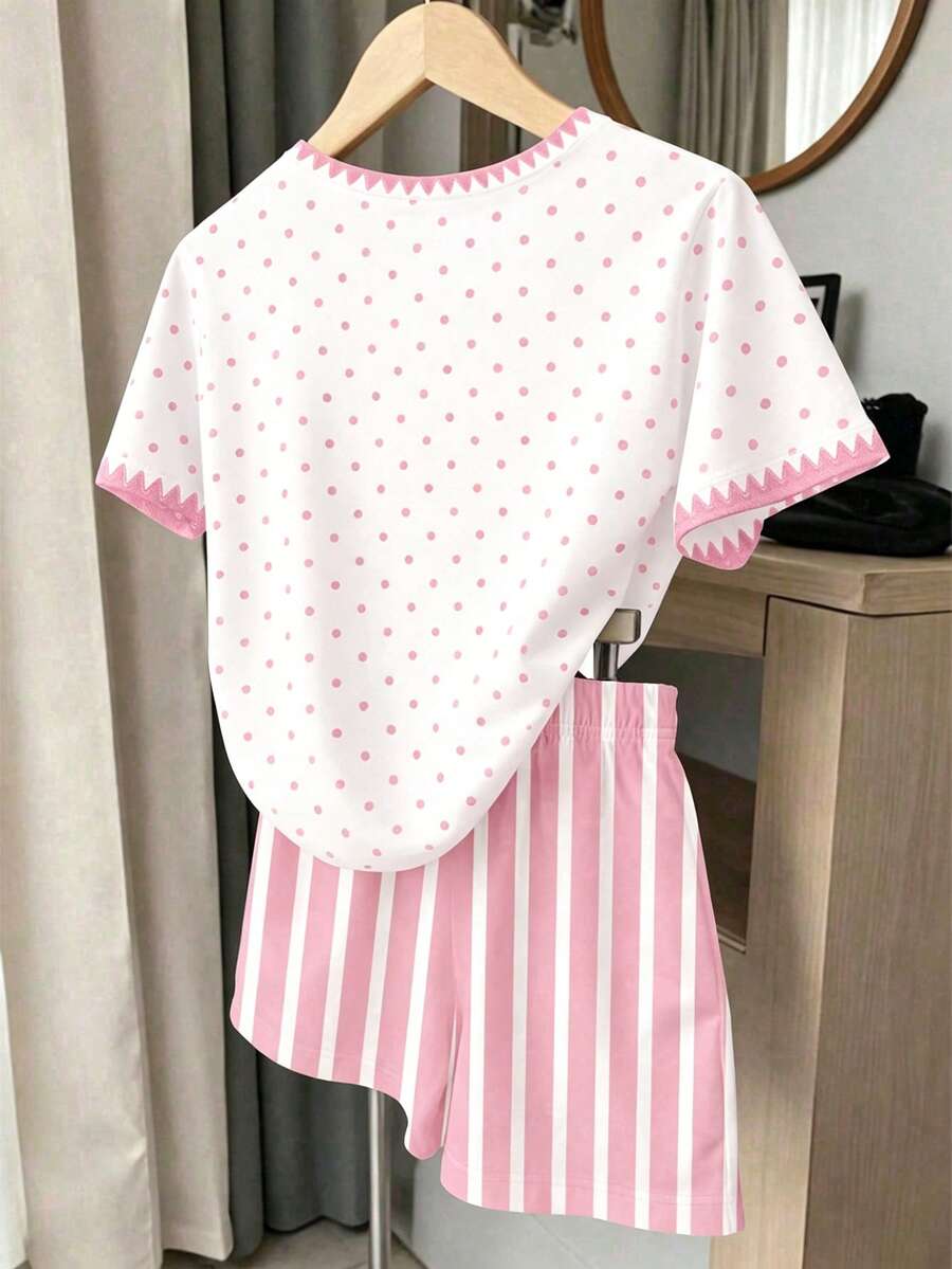 Young Girl Young Girl Casual Minimalist Short Sleeve T-Shirt And Shorts 2-Piece Set Suitable For Summer