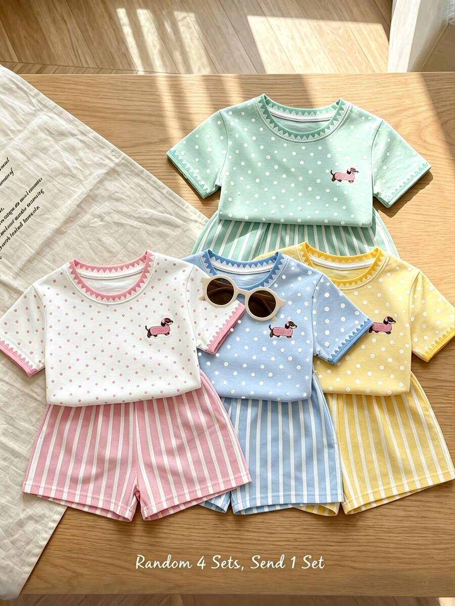 Young Girl Young Girl Casual Minimalist Short Sleeve T-Shirt And Shorts 2-Piece Set Suitable For Summer