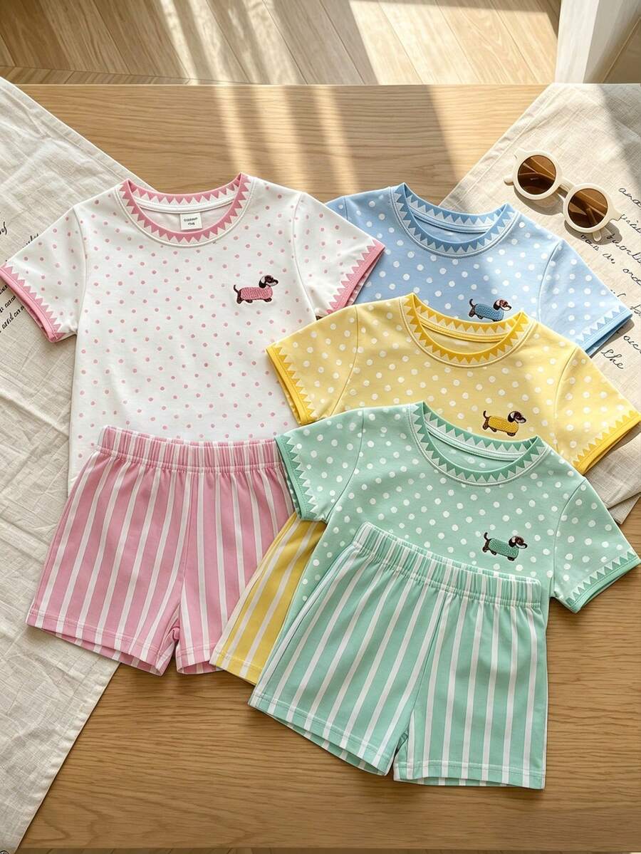 Young Girl Young Girl Casual Minimalist Short Sleeve T-Shirt And Shorts 2-Piece Set Suitable For Summer