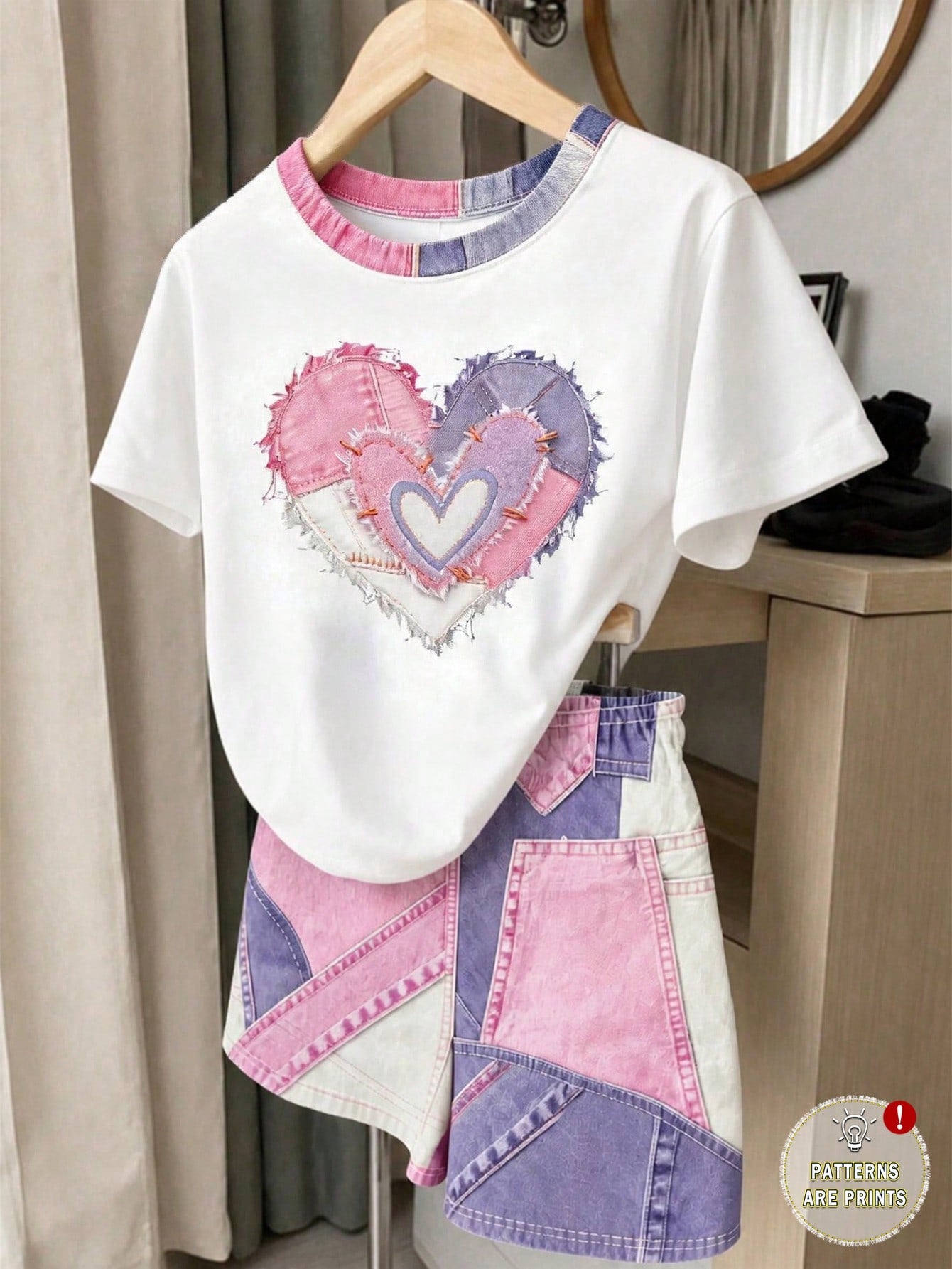 Young Girl Young Girl Casual Minimalist Short Sleeve T-Shirt And Shorts 2-Piece Set Suitable For Summer