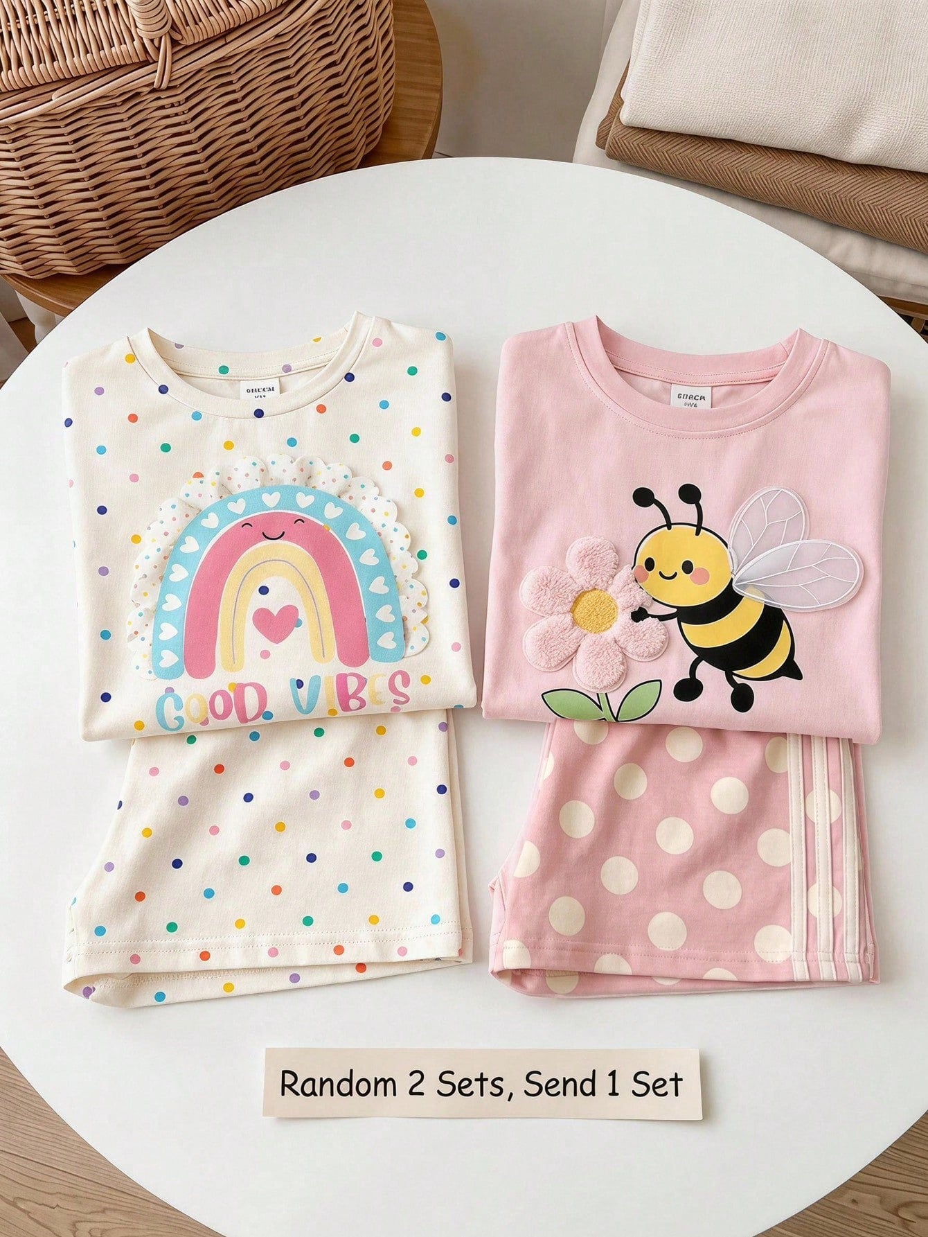 Young Girl Young Girl Casual Minimalist Short Sleeve T-Shirt And Shorts 2-Piece Set Suitable For Summer