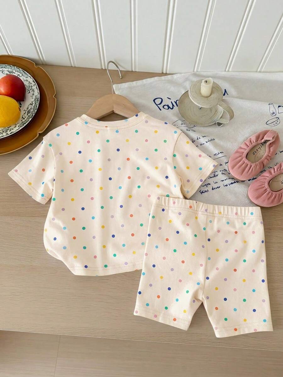 Young Girl Young Girl Casual Minimalist Short Sleeve T-Shirt And Shorts 2-Piece Set Suitable For Summer