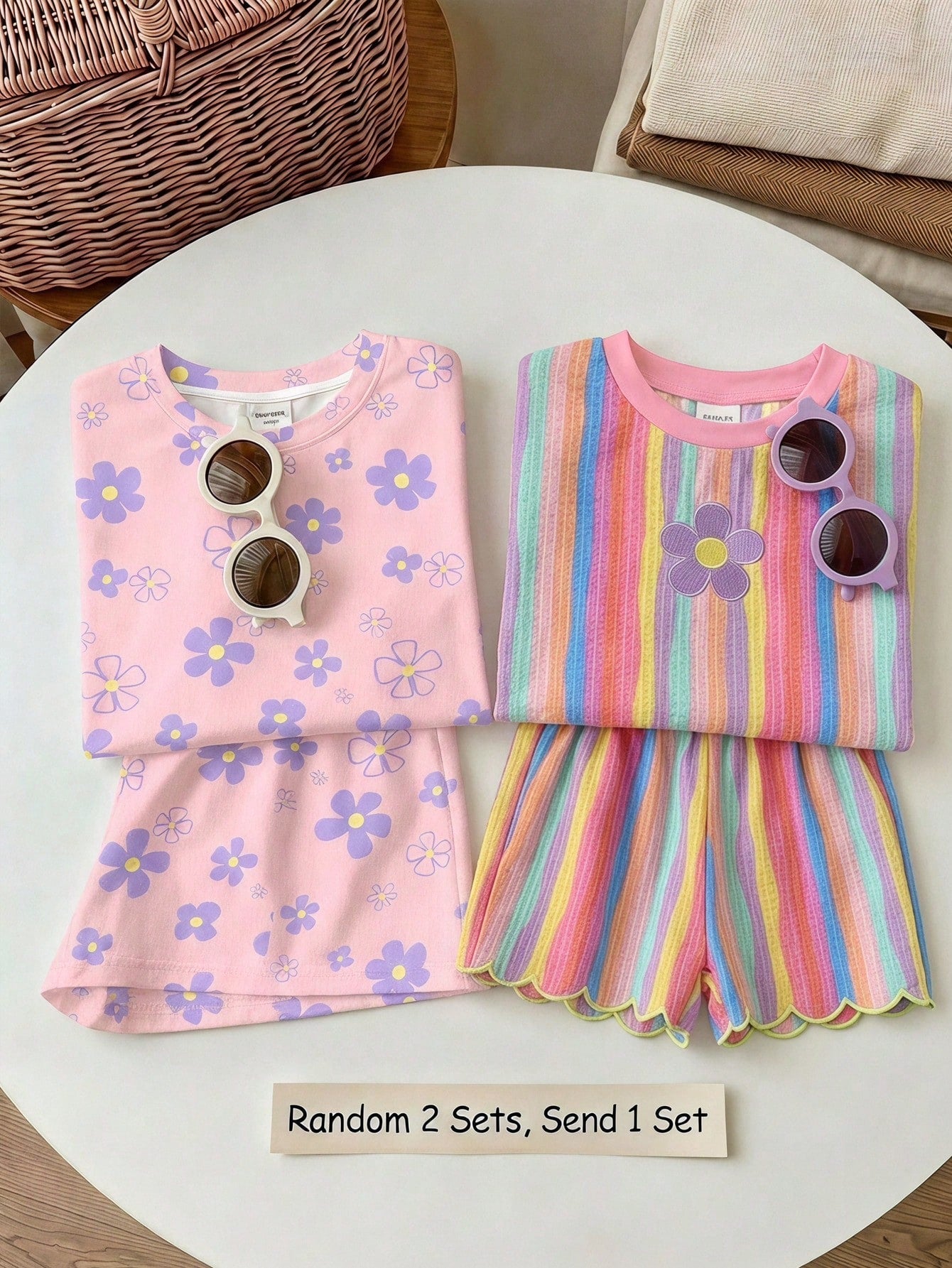 Young Girl Young Girl Casual Minimalist Short Sleeve T-Shirt And Shorts 2-Piece Set Suitable For Summer