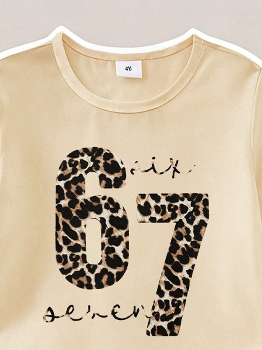 Elladie kids 2pcs/Set Young Girl Casual Butterfly Print Short Sleeve T-Shirt And Flare Pants,Cute Cartoon Graphic Fashionable Summer Clothes For School Outfit