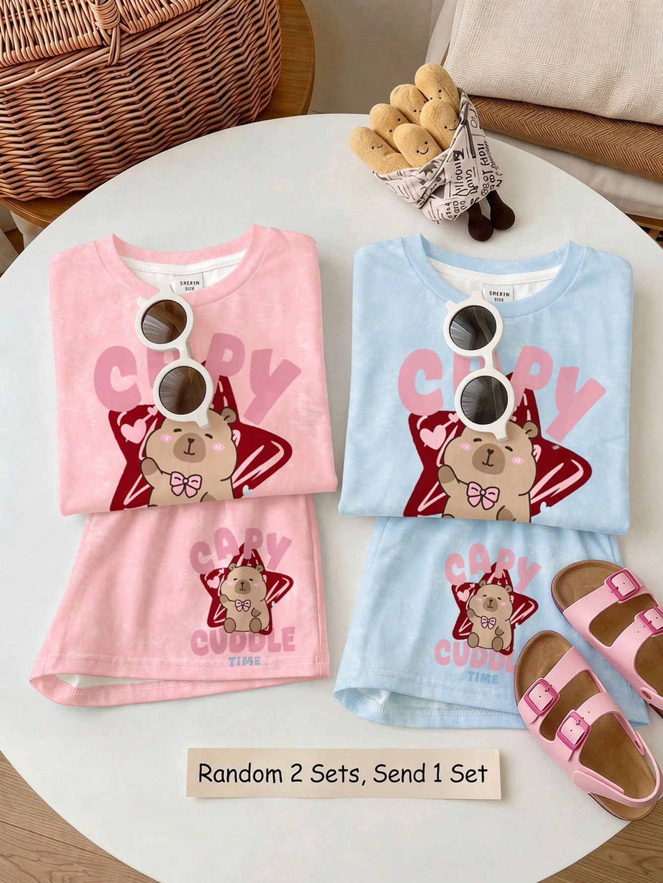 Young Girl Young Girl Casual Minimalist Short Sleeve T-Shirt And Shorts 2-Piece Set Suitable For Summer