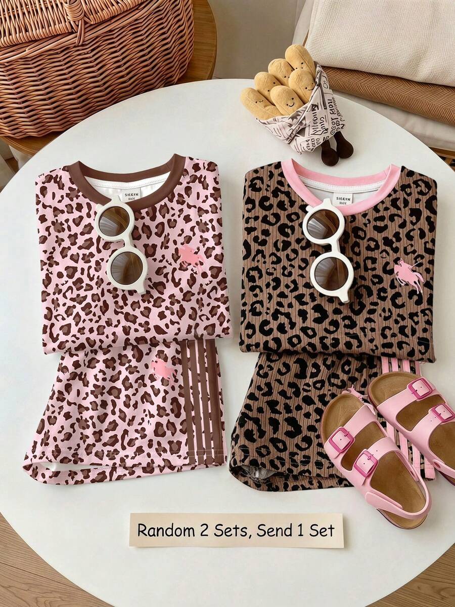 Young Girl Young Girl Casual Minimalist Short Sleeve T-Shirt And Shorts 2-Piece Set Suitable For Summer
