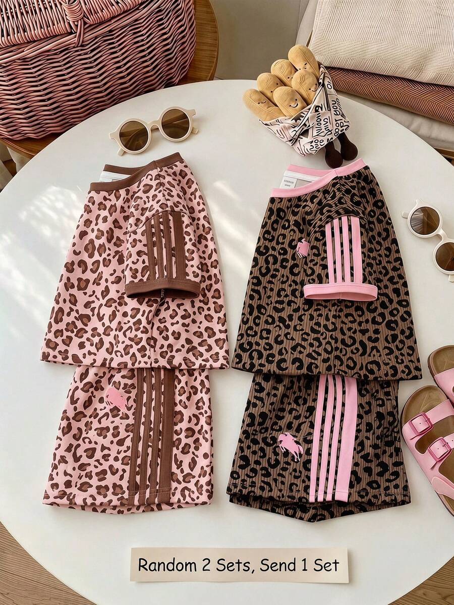 Young Girl Young Girl Casual Minimalist Short Sleeve T-Shirt And Shorts 2-Piece Set Suitable For Summer