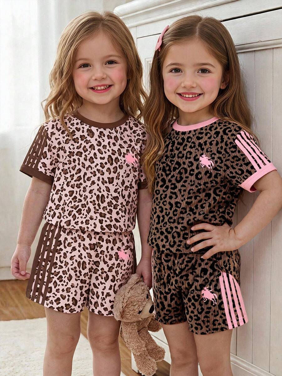 Young Girl Young Girl Casual Minimalist Short Sleeve T-Shirt And Shorts 2-Piece Set Suitable For Summer