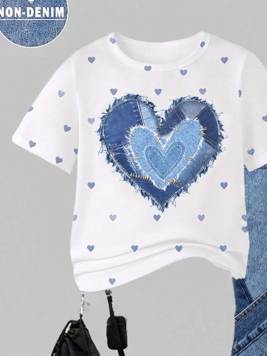 Elladie kids 2pcs/Set Young Girl Casual Butterfly Print Short Sleeve T-Shirt And Flare Pants,Cute Cartoon Graphic Fashionable Summer Clothes For School Outfit