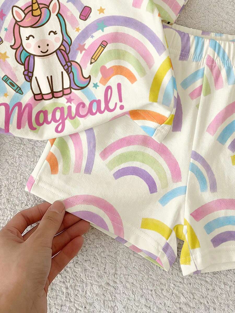 Young Girl Young Girl Casual Minimalist Short Sleeve T-Shirt And Shorts 2-Piece Set Suitable For Summer
